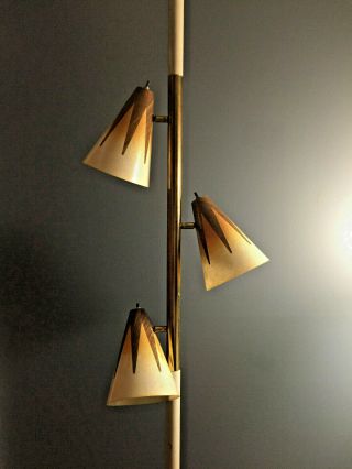Vintage Tension Pole Floor Lamp Mid Century Modern Brass Fiberglass 60s Retro