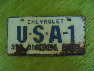 Vintage Chevrolet License Plate Usa - 1 See America First Dealer Promo Topper 1970