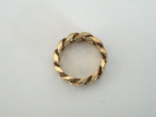VINTAGE 14K YELLOW GOLD WIDE CUBAN LINK MENS WEDDING BAND RING SIZE 9.  75 4