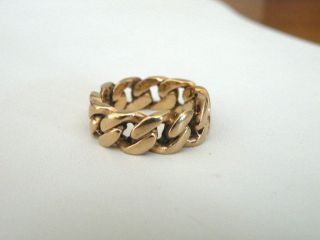 VINTAGE 14K YELLOW GOLD WIDE CUBAN LINK MENS WEDDING BAND RING SIZE 9.  75 5