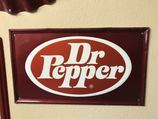 Vintage Dr Pepper Soda Pop Gas Station 23 " Embossed Metal Sign