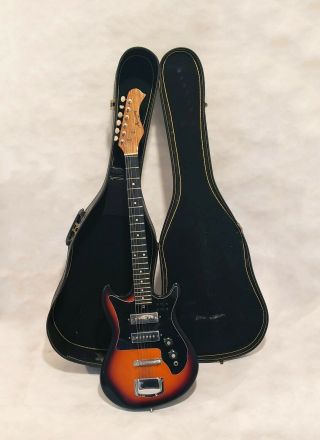 Vintage Harmony H - 802 Sunburst Electric Guitar With Case But Missing 1st String