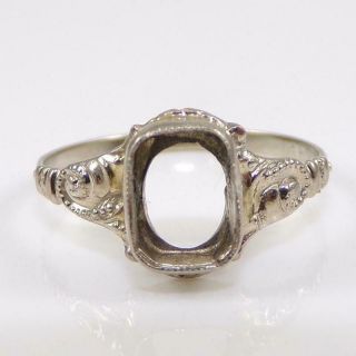 Vintage Antique 14k White Gold Stone Setting Ring Size 4.  5 Lfc2