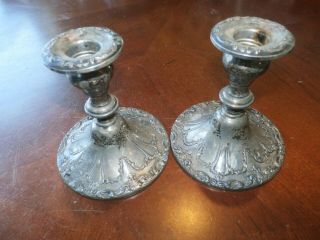 Pair Vintage Antique Gorham Sterling Silver Weighted Candlesticks No.  749