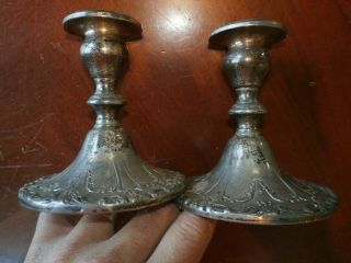 Pair Vintage Antique Gorham Sterling Silver Weighted Candlesticks No.  749 3