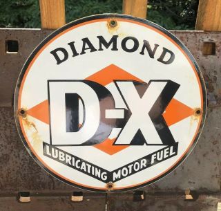 Vintage D - X Diamond Lubrications Motor Fuel Porcelain Pump Plate