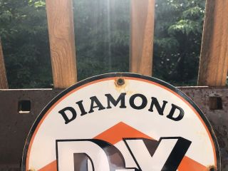 VINTAGE D - X DIAMOND LUBRICATIONS MOTOR FUEL PORCELAIN PUMP PLATE 4