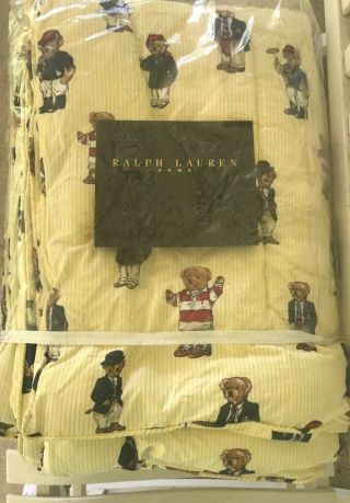 Model Home Vintage Rare Ralph Lauren Yellow Euc Polo Bear Quilt Comforter Twin