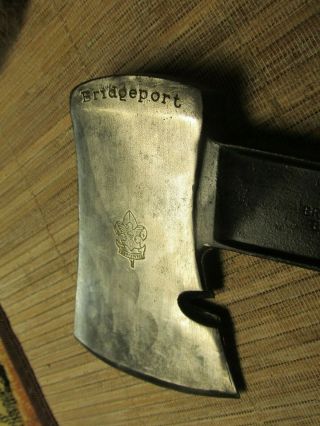 Vntg.  Bridgeport (offical Boy Scout) Axe Hatchet With A Quality Leather Sheath
