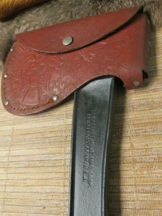 Vntg.  Bridgeport (Offical Boy Scout) Axe Hatchet with a quality Leather Sheath 2