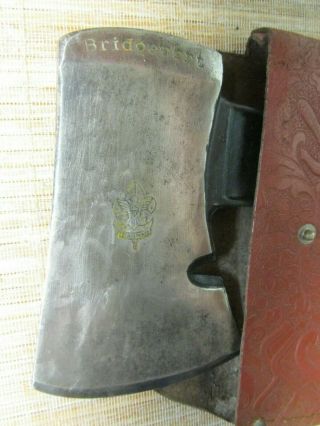 Vntg.  Bridgeport (Offical Boy Scout) Axe Hatchet with a quality Leather Sheath 4