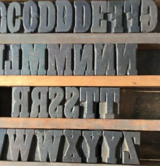 Vintage Wood Letterpress Print Type Block 57 Letters Alphabet Punctuation 1 