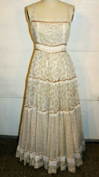 Vintage Gunne Sax Dress Floral Peasant Prairie Dress Bohemian Festival Size 13