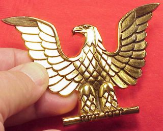 Vintage Usn Eagle Emblem Gold Plated 3 7/8 Inch Decoration Heavy 1/8 Thick