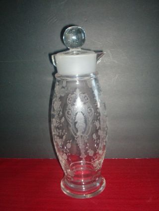 Vintage Cambridge Rosepoint Decanter 12 Inches High With Stopper