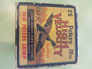 Vintage Peters High Velocity 28 Ga Shotgun Shell Box