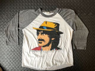 Vintage 1981 Frank Zappa Raglan T - Shirt Barking Pumpkin Records Rock Tee