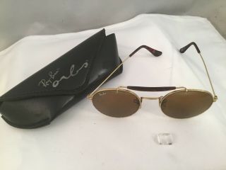 Ray Ban Vintage Gold Circle Sunglasses,  1 Leather Case (jlc)