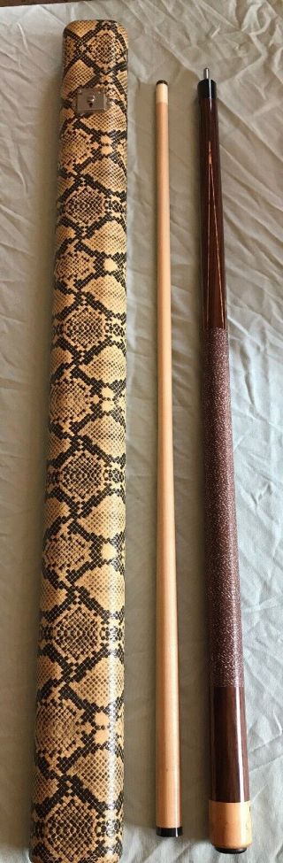 Rare Nos Viking G17 Pool Cue - 4 Points And Snakeskin Case Wood