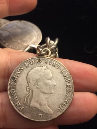 Antique Austrian Empire 1835 - 1848 Kreuzer Silver Coin Bracelet 62 Grams