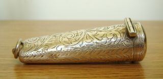 Vintage Deco 30s Butterscotch Amber Cheroot Holder in Silver case,  chased decor 3