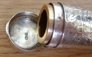 Vintage Deco 30s Butterscotch Amber Cheroot Holder in Silver case,  chased decor 7