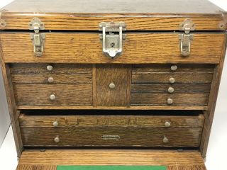 Vintage H.  Gerstner & Sons Oak Tool Storage Wood Chest Model 042,  10 Drawers 7