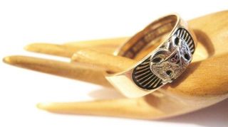 Vintag 14K Gold Enamel 32 Degree MASON Band RING Masonic Dbl Eagle SZ 10.  25 9