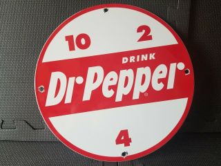 Vintage Dr Pepper Soda Pop Porcelain Enamel Sign 11 3/4 Rare Dealer Rare Gas Nr