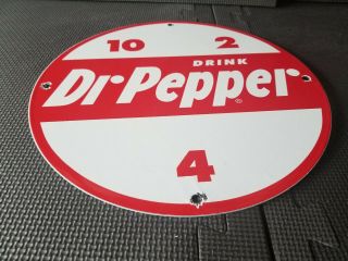 VINTAGE DR PEPPER SODA POP PORCELAIN ENAMEL SIGN 11 3/4 RARE DEALER RARE GAS NR 4
