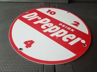 VINTAGE DR PEPPER SODA POP PORCELAIN ENAMEL SIGN 11 3/4 RARE DEALER RARE GAS NR 6