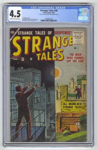 Strange Tales 36 Cgc 4.  5 Vintage Marvel Atlas Comic Pre - Hero Horror Gold 10c