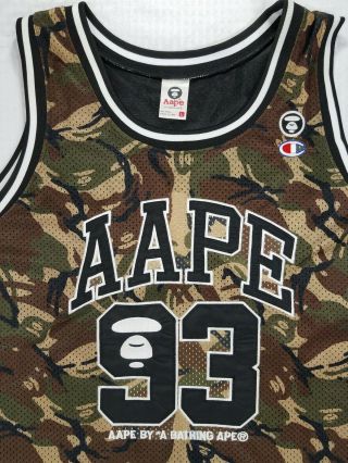 VINTAGE AAPE BY A BATHING APE CHAMPION BASKETBALL JERSEY CAMO LARGE BAPE SUPREME 5