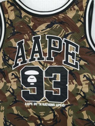 VINTAGE AAPE BY A BATHING APE CHAMPION BASKETBALL JERSEY CAMO LARGE BAPE SUPREME 7