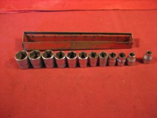 Vintage Snap On Set Of 3/8 " Drive Metric Sockets 8mm To 19mm