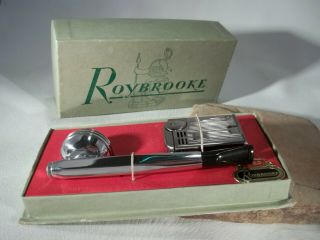 Unsmoked Vintage Metal Aluminum " Roybrooke " & Lighter Estate Pipe Set