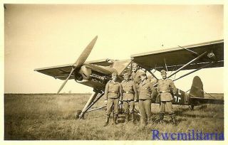 Awesome Wehrmacht Soldiers Posed W/ Luftwaffe Fi - 156 Storch Recon Plane