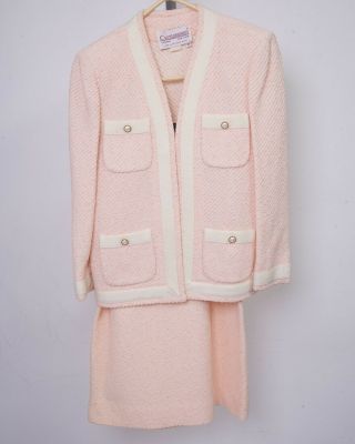 Vintage Castleberry Knit Skirt Suit Light Pink Women 