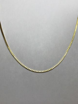 Vtg 14k Solid Gold Box Chain 18 " Necklace 1mm Square Links 3 Grams Yellow Gold