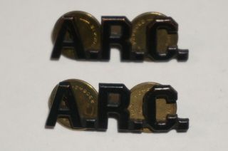 American Red Cross Arc Collar Insignia Wwii Us Army Pair Pins M3319