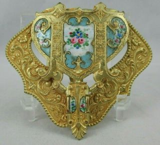 Antique Victorian Champleve Enamel Gold Gilt Metallic Belt Buckle France?