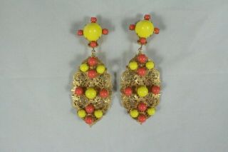 Vintage Kjl Kenneth Jay Lane Coral Lucite Earrings