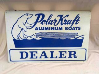 Vintage Polar Kraft Aluminum Boats Large Painted Dealer Advertising Sign