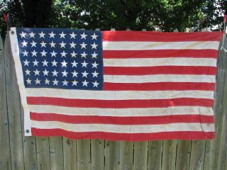 Vintage 48 Sewn Star & Stripe Us Flag Wwi/wwii Era American Usa Defiance