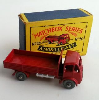 1956 Moko Lesney Matchbox No 20 Erf Stake Truck Red Vintage Diecast Toy