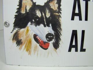 Vtg ATTENTI AL CANE ' Beware of the Dog ' Sign porcelain enamel hand painted dog 5