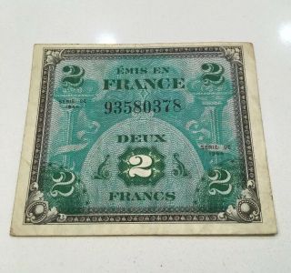 Wwii Us Allies 1944 Invasion Of France Money 2 Francs D - Day Overlord