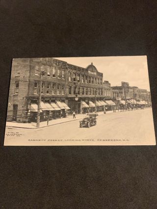 Vintage Postcard 1910s Garnett St Henderson North Carolina Old Car Opera House