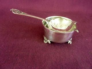 Vintage Sterling Silver Tea Strainer & Stand 1952 (with Queen 