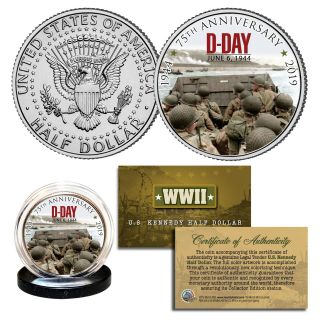 World War Ii - D - Day Normandy 75th Anniversary 1944 - 2019 Jfk Half Dollar Coin
